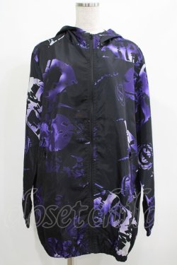 画像1: NieR Clothing / 総柄ZIPブルゾンパーカー  黒×紫 H-25-05-22-038-PU-TO-KB-ZH