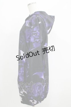 画像2: NieR Clothing / 総柄ZIPブルゾンパーカー  黒×紫 H-25-05-22-038-PU-TO-KB-ZT302