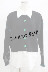 NieR Clothing / 切替シャツニット  シエル配色ブラック H-25-05-22-046-PU-TO-KB-ZH