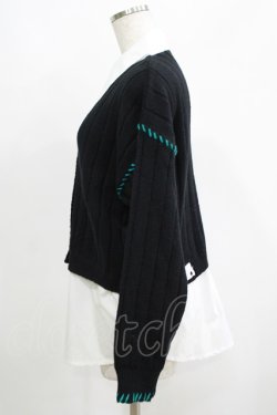 画像2: NieR Clothing / 切替シャツニット  シエル配色ブラック H-25-05-22-046-PU-TO-KB-ZH