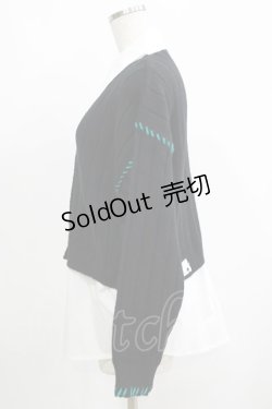 画像2: NieR Clothing / 切替シャツニット  シエル配色ブラック H-25-05-22-046-PU-TO-KB-ZH
