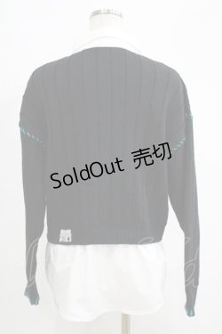 画像3: NieR Clothing / 切替シャツニット  シエル配色ブラック H-25-05-22-046-PU-TO-KB-ZH