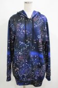 NieR Clothing / 総柄ZIPパーカー  青 H-25-05-22-047-PU-TO-KB-ZH
