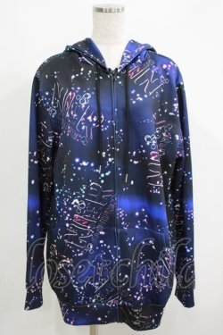 画像1: NieR Clothing / 総柄ZIPパーカー  青 H-25-05-22-047-PU-TO-KB-ZH