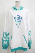 CYBER Cherry / 猫耳変則HOODIE  EMERALDxWHITE H-25-05-22-048-PU-TO-KB-ZH