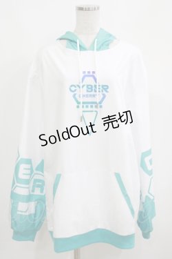 画像1: CYBER Cherry / 猫耳変則HOODIE  EMERALDxWHITE H-25-05-22-048-PU-TO-KB-ZH