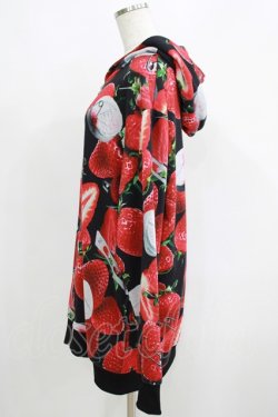 画像2: TRAVAS TOKYO / Tablet berry zip hoodie/総柄いちごプルオーバーパーカー  黒 H-25-05-22-050-PU-TO-KB-ZH