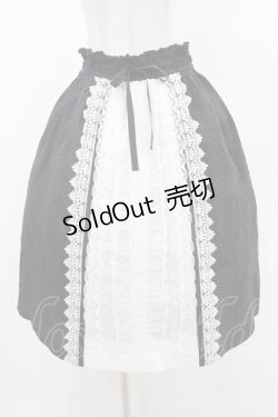 画像1: Jane Marple / カットワークレースギャザースカート  黒×白 H-25-05-22-1038-JM-SK-KB-ZH