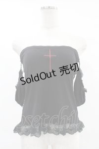 GLAVIL / クロス刺繍袖付ベアトップ  黒 H-25-05-22-1042-PU-TO-KB-ZH