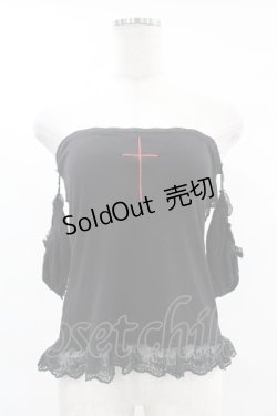 画像1: GLAVIL / クロス刺繍袖付ベアトップ  黒 H-25-05-22-1042-PU-TO-KB-ZH