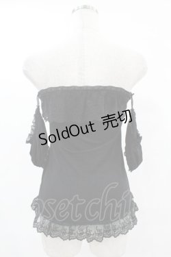 画像2: GLAVIL / クロス刺繍袖付ベアトップ  黒 H-25-05-22-1042-PU-TO-KB-ZH