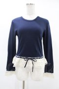 Jane Marple / トーションレースカットソー  ネイビー H-25-05-22-1053-JM-TO-KB-ZH