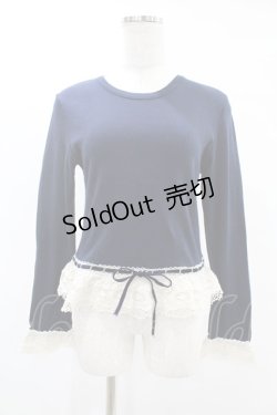 画像1: Jane Marple / トーションレースカットソー  ネイビー H-25-05-22-1053-JM-TO-KB-ZH