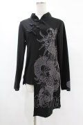 Qutie Frash / チャイナアシメカットソー  ブラック H-25-05-22-1012-QU-TO-KB-ZH