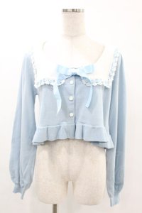 Moi-meme-Moitie / ヘーメラーセーラーカーディガン  サックスブルー×オフホワイト H-25-05-22-1013-MO-TO-KB-ZH