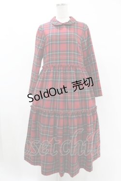 画像1: Jane Marple / Tartan checkティアードドレス M ロイヤル H-25-05-22-1018-JM-OP-KB-ZH