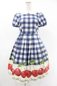 Emily Temple cute / アニバーサリーチェリーワンピース  青 H-25-05-22-1019-ET-OP-KB-ZH