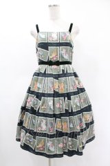 Emily Temple cute / Kitten Stamp Collectionキャミソールワンピース  グリーン H-25-05-22-1022-ET-OP-KB-ZH