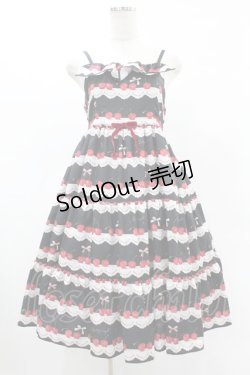 画像1: Shirley Temple / チェリースカラップレースプリントジャンパースカート  ブラック H-25-05-22-1023-ET-OP-KB-ZH