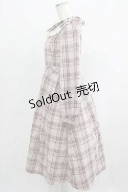 画像2: Melody BasKet / リボンとレースカラーのタータンチェックワンピース M ピンクベージュ H-25-05-22-001-LO-OP-KB-ZH