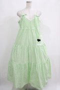Katie / TERRIER PARADE sun dress FREE GREEN GINGHAM H-25-05-22-006-LO-OP-KB-ZH