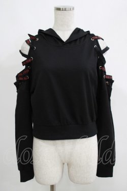 画像1: NieR Clothing / レースアッププルパーカー  黒 H-25-05-22-056-PU-TO-KB-ZH