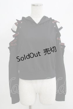 画像1: NieR Clothing / レースアッププルパーカー  黒 H-25-05-22-056-PU-TO-KB-ZH