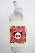 Candy Stripper / プリントトートバッグ  アイボリー×レッド H-25-05-22-068-PU-BG-KB-ZH