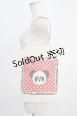 Candy Stripper / プリントトートバッグ  アイボリー×レッド H-25-05-22-068-PU-BG-KB-ZH