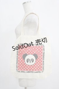Candy Stripper / プリントトートバッグ  アイボリー×レッド H-25-05-22-068-PU-BG-KB-ZH