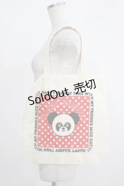 画像1: Candy Stripper / プリントトートバッグ  アイボリー×レッド H-25-05-22-068-PU-BG-KB-ZH