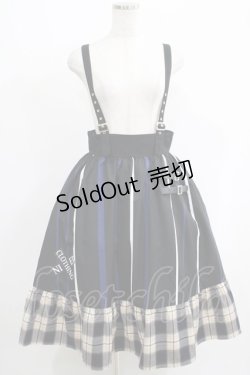 画像1: NieR Clothing / SUSPENDER×ベルト装飾付きブロッキングスカート  ブラック H-25-05-22-007-PU-SK-KB-ZH