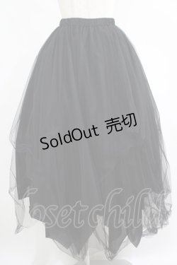 画像1: ATELIER BOZ / ランダムチュールロングスカート  ブラック H-25-05-22-009-EL-SK-KB-ZH