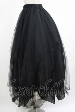 画像2: ATELIER BOZ / ランダムチュールロングスカート  ブラック H-25-05-22-009-EL-SK-KB-ZH