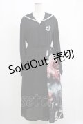 NieR Clothing / プリント切替ワンピース  黒 H-25-05-22-017-PU-OP-KB-ZH