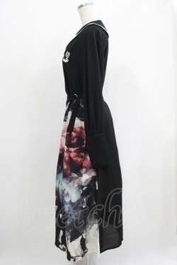 画像2: NieR Clothing / プリント切替ワンピース  黒 H-25-05-22-017-PU-OP-KB-ZH