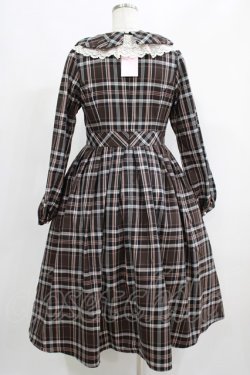 画像3: Melody BasKet / リボンとレースカラーのタータンチェックワンピース M ブラウン H-25-05-22-002-LO-OP-KB-ZH
