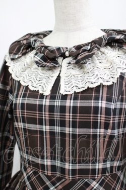 画像4: Melody BasKet / リボンとレースカラーのタータンチェックワンピース M ブラウン H-25-05-22-002-LO-OP-KB-ZH