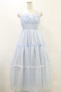 Lovely Tency / 眞白ありすコラボ/ティアードジャンパースカート L サックス H-25-05-23-063-LO-OP-NS-ZH