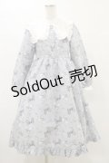 Lovely Tency / 眞白ありすコラボ/リボンプリントワンピース M 淡水色 H-25-05-23-077-LO-OP-NS-ZH