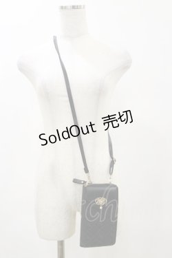 画像1: axes femme / ローズ型押しスマホポシェット  ブラック H-25-05-23-010-AX-BG-NS-ZH