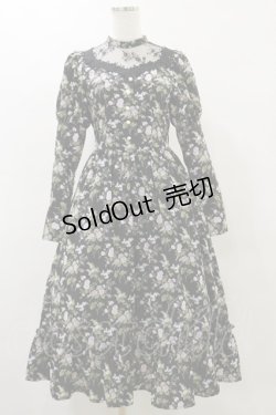 画像1: Kurumi Collaboration / 花柄クラシカルワンピース SS ブラック H-25-05-23-080-LO-OP-NS-ZH