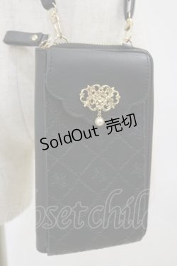 画像2: axes femme / ローズ型押しスマホポシェット  ブラック H-25-05-23-010-AX-BG-NS-ZH
