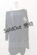 NOEMIE / クレイジー切替ボーダーTシャツ M ブラック/ブルー H-25-05-23-023-LO-TO-NS-ZH