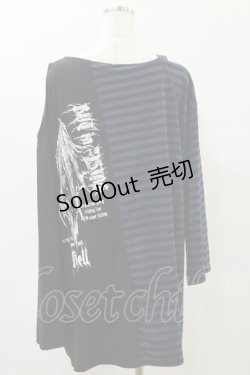 画像2: NOEMIE / クレイジー切替ボーダーTシャツ M ブラック/ブルー H-25-05-23-023-LO-TO-NS-ZH