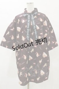 Jamie エーエヌケー / エンジェルプリントBIGシャツ M ブラウン H-25-05-23-025-LO-BL-NS-ZH