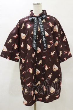 画像1: Jamie エーエヌケー / エンジェルプリントBIGシャツ M ブラウン H-25-05-23-025-LO-BL-NS-ZH