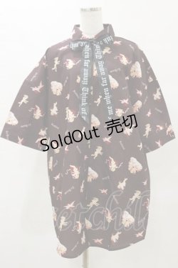 画像1: Jamie エーエヌケー / エンジェルプリントBIGシャツ M ブラウン H-25-05-23-025-LO-BL-NS-ZH