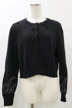画像1: m petit by misako / バラ刺繍ニットカーディガン L ブラック H-25-05-23-035-LO-TO-NS-ZH