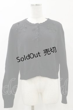 画像1: m petit by misako / バラ刺繍ニットカーディガン L ブラック H-25-05-23-035-LO-TO-NS-ZH